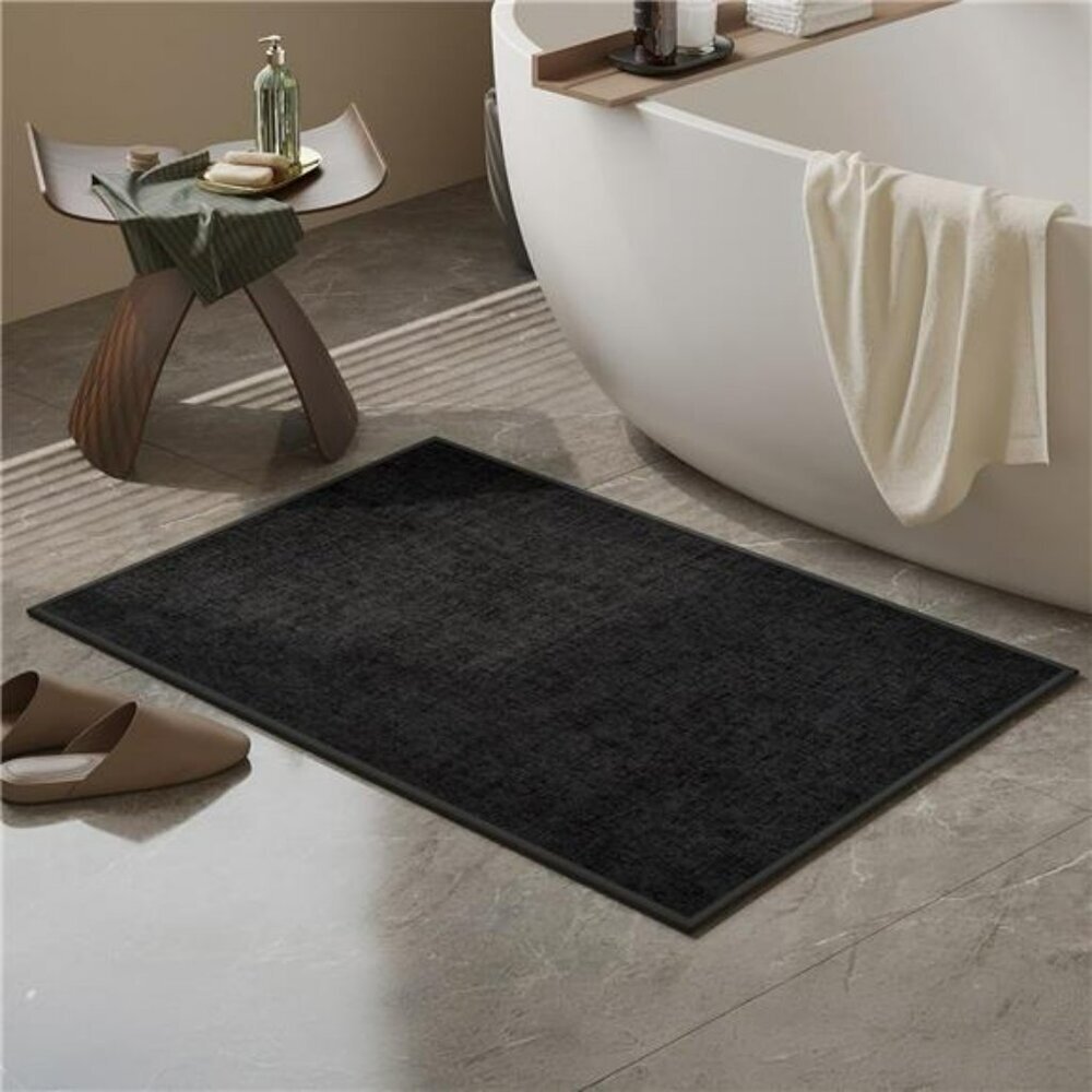 Black rubber bath mat quick dry non slip bathroom shower floor rug 16 x 24
